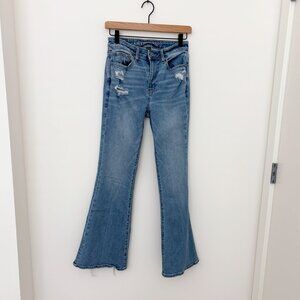 American Eagle Super Hi-Rise Flare Jeans Medium Wash Size 2 Regular